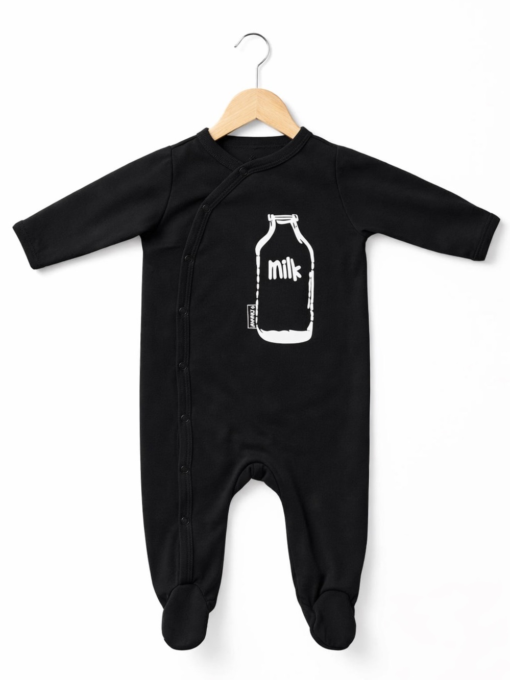 5/$15 Black Button Up Onesie With Milk Bottle Graphic Size 3-6 Months